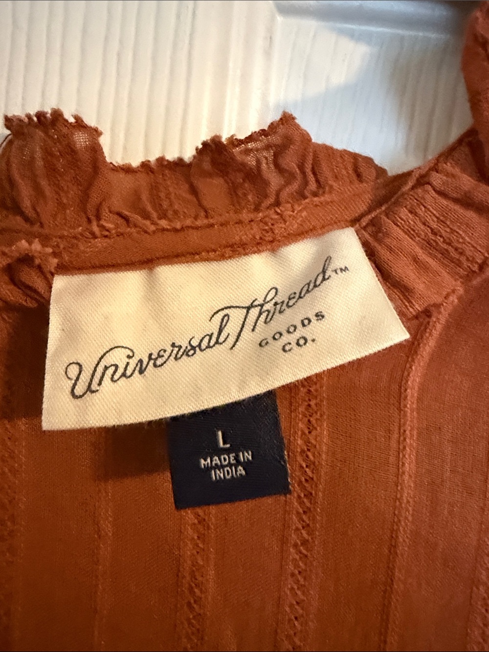 Universal Thread Rust Orange Long-Sleeve Peasant Blouse - Picture 5 of 6
